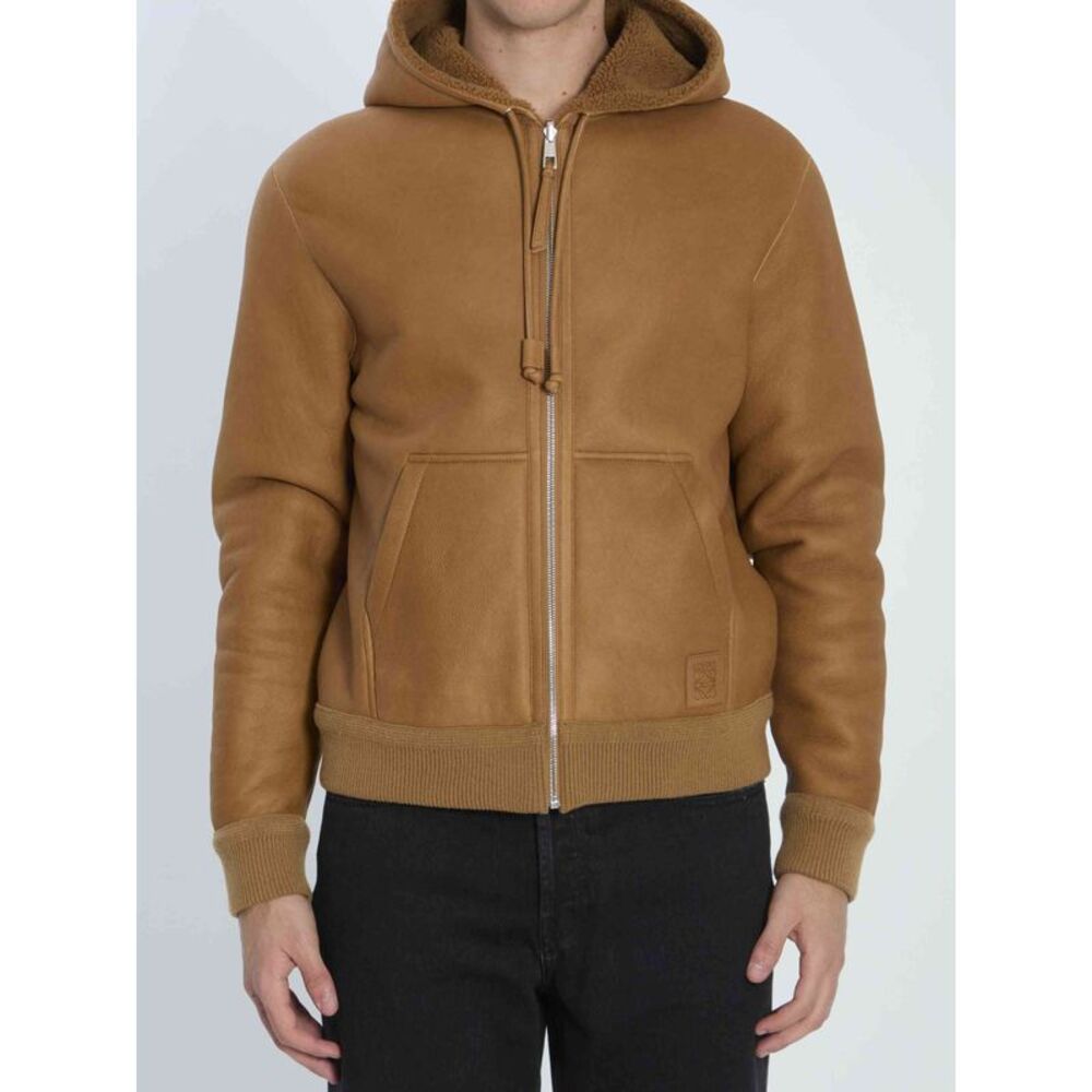 Loewe Men Hooded Leather Jacket